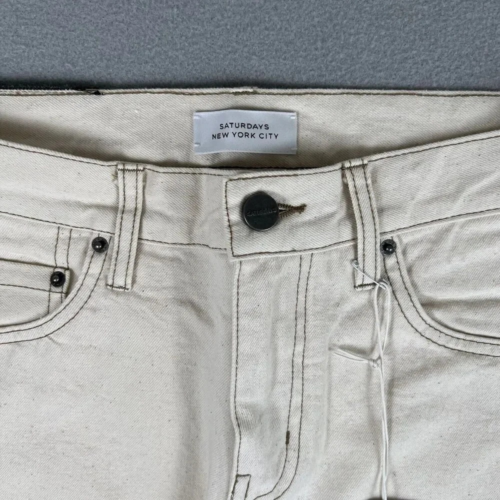 NWT Saturdays NYC Charlie Skinny Slim Natural Beige Mid Rise Denim Jeans 29x32‎